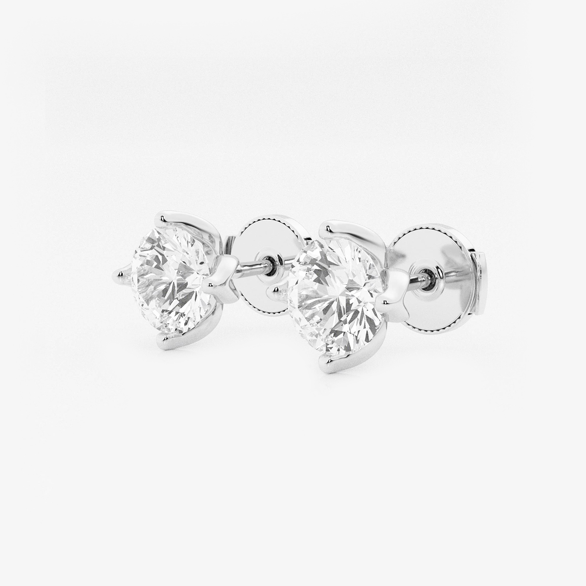 Additional Image 1 for  3 ctw Round Lab Grown Diamond Flower Petal Solitaire Certified Stud Earrings