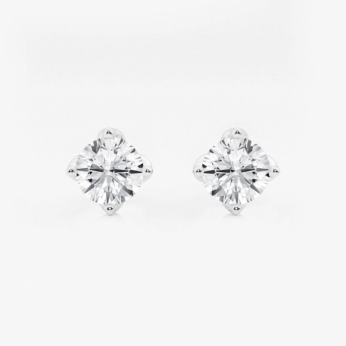 3 ctw Round Lab Grown Diamond Flower Petal Solitaire Certified Stud Earrings