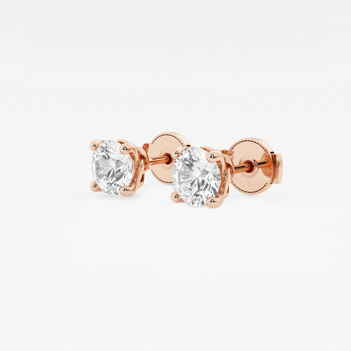 Additional Image 1 for  1 1/2 ctw Round Lab Grown Diamond Twisted Floral Solitaire Stud Earrings
