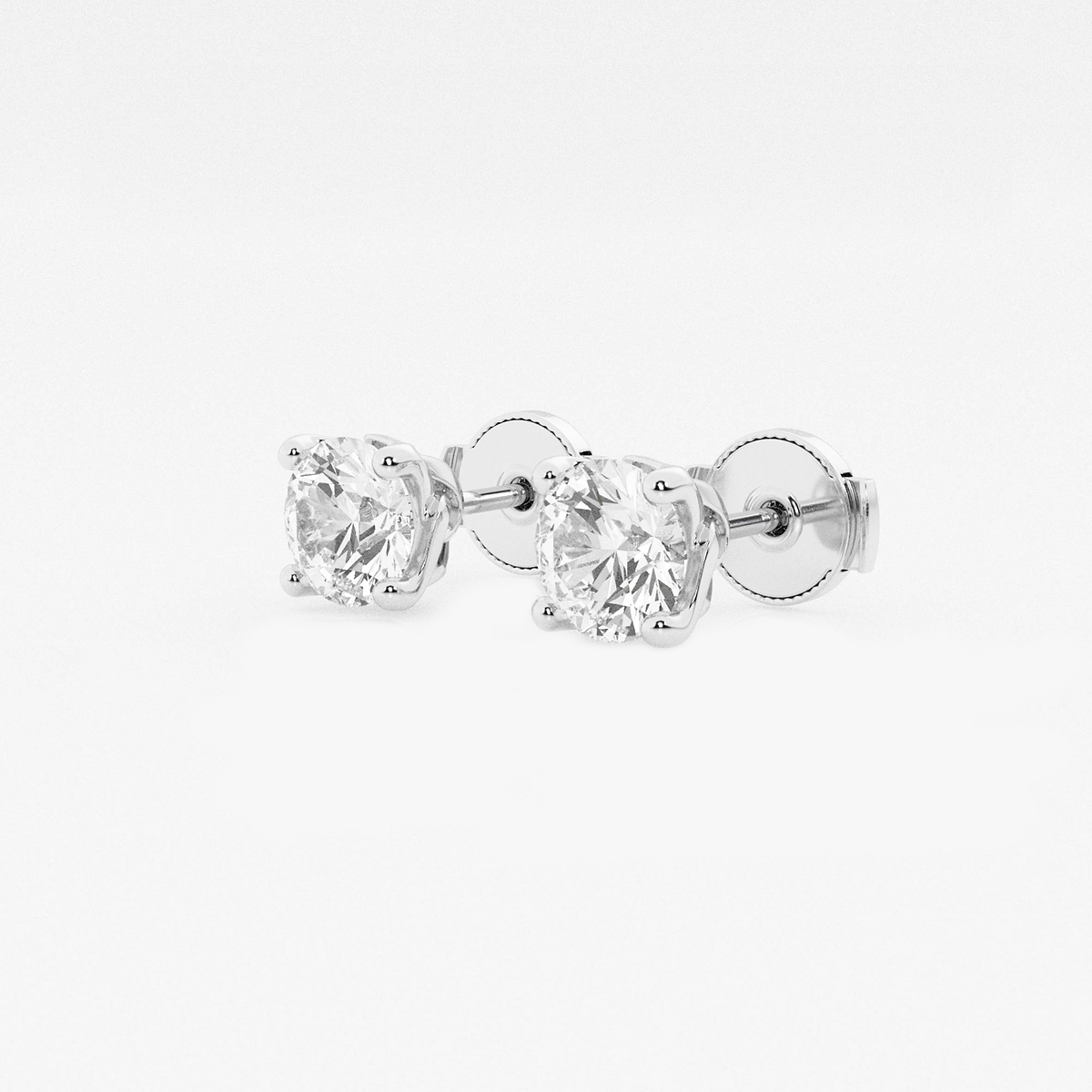 Additional Image 1 for  1 1/2 ctw Round Lab Grown Diamond Twisted Floral Solitaire Stud Earrings