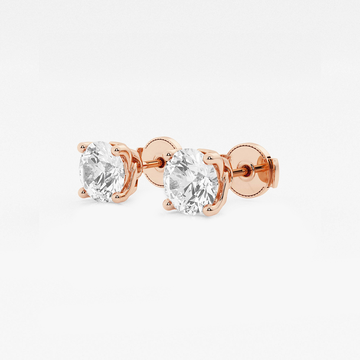 Additional Image 1 for  2 ctw Round Lab Grown Diamond Twisted Floral Solitaire Certified Stud Earrings