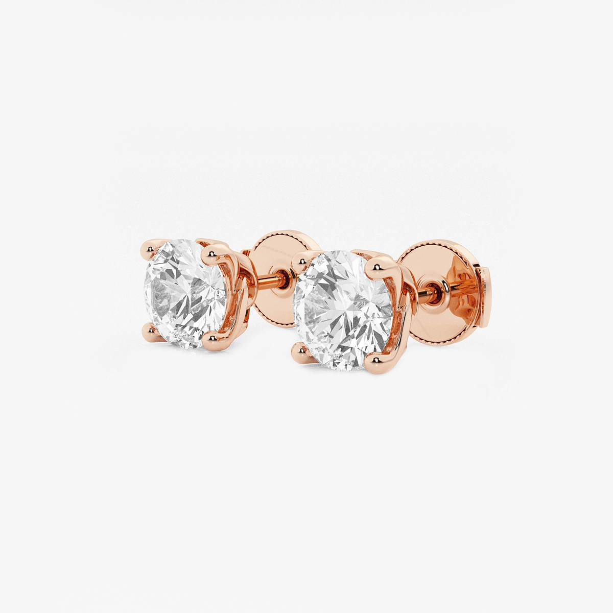 Additional Image 1 for  3 ctw Round Lab Grown Diamond Twisted Floral Solitaire Certified Stud Earrings