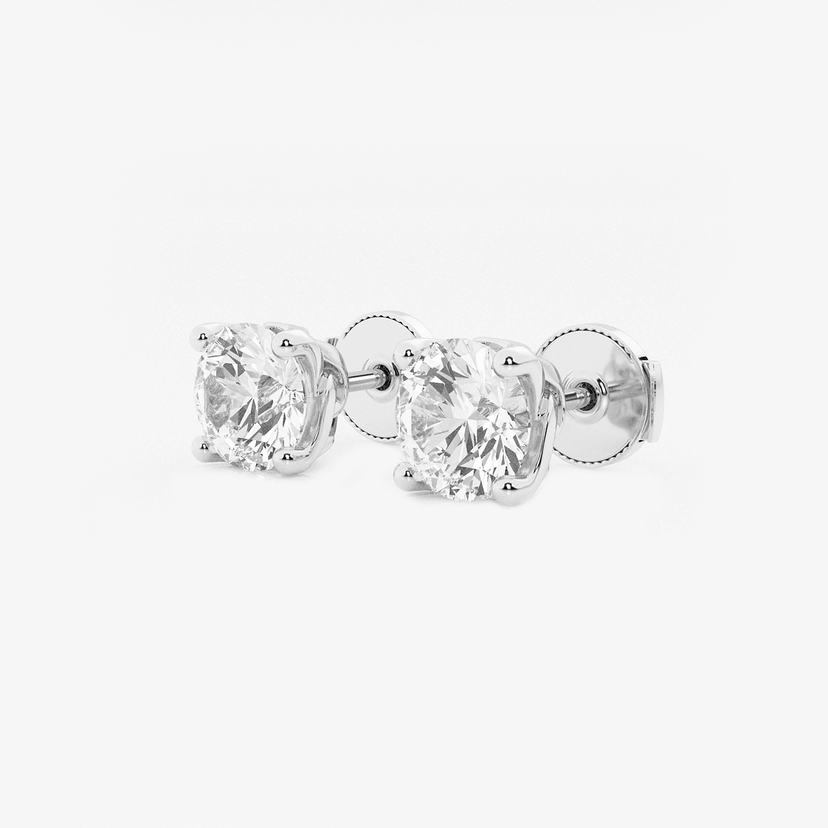Additional Image 1 for  3 ctw Round Lab Grown Diamond Twisted Floral Solitaire Certified Stud Earrings