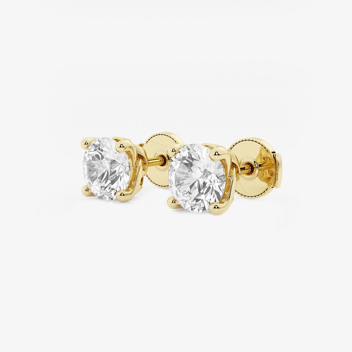 Additional Image 1 for  3 ctw Round Lab Grown Diamond Twisted Floral Solitaire Certified Stud Earrings