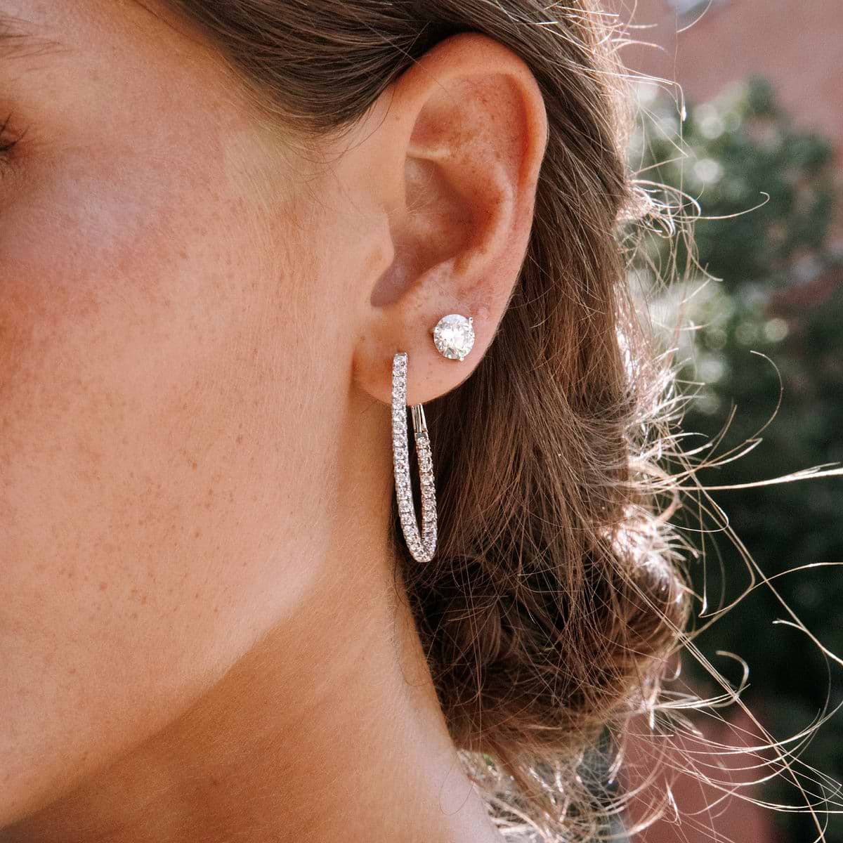 2 ctw Round Lab Grown Diamond Inside Out Hoop Earrings