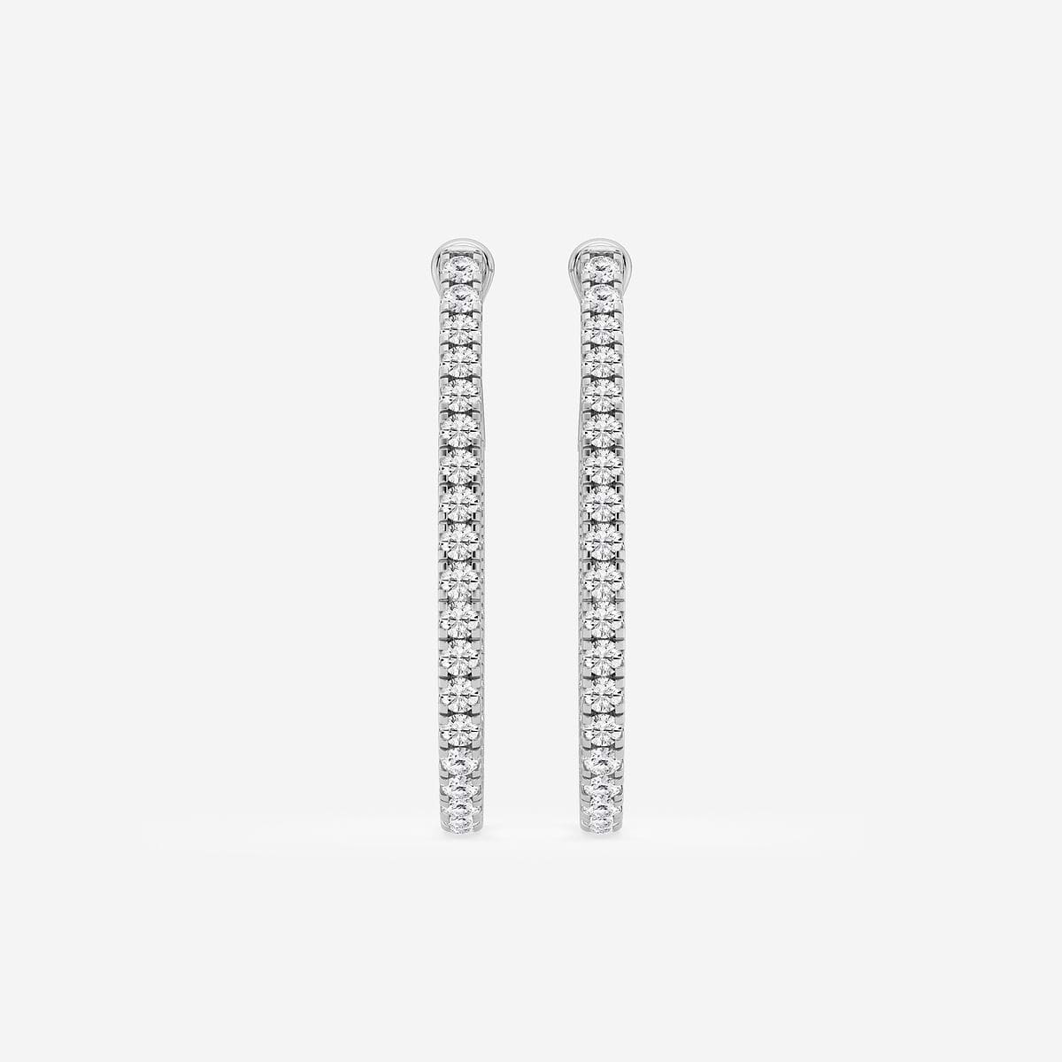2 ctw Round Lab Grown Diamond Inside Out Hoop Earrings