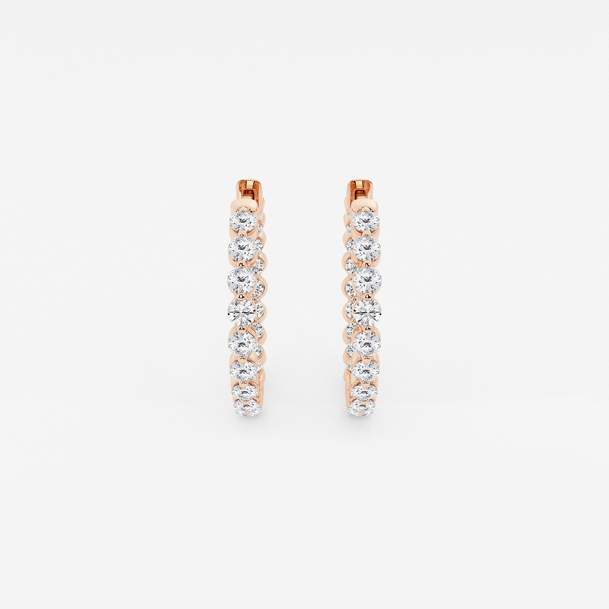 1 ctw Round Lab Grown Diamond Inside Out Floating Hoop Earrings
