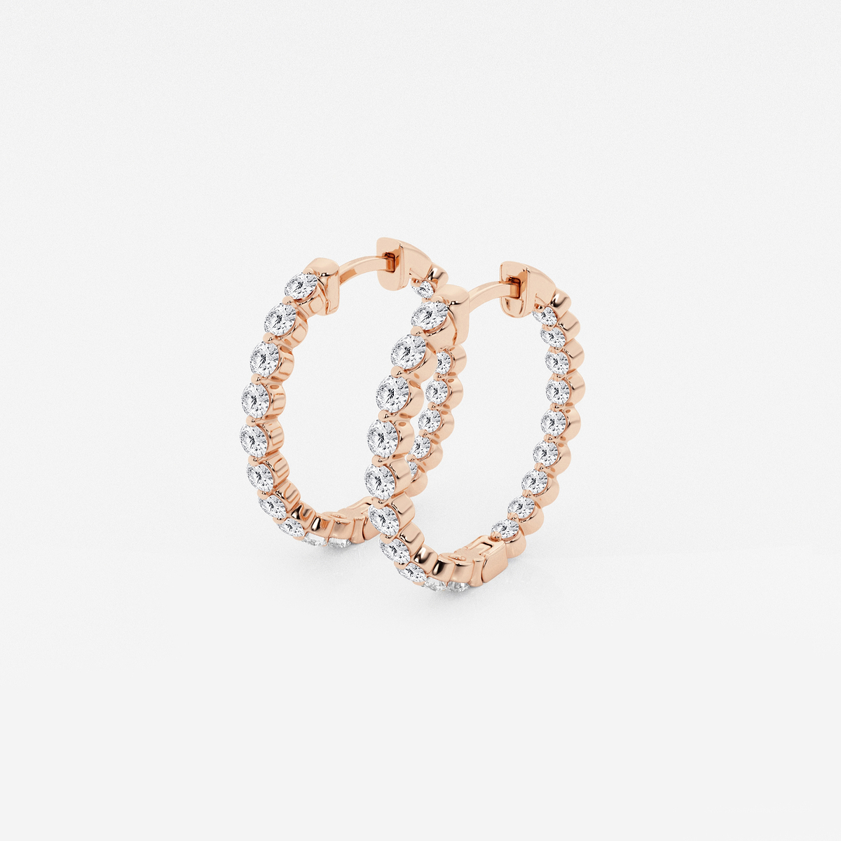 Additional Image 1 for  1 ctw Round Lab Grown Diamond Inside Out Floating Hoop Earrings
