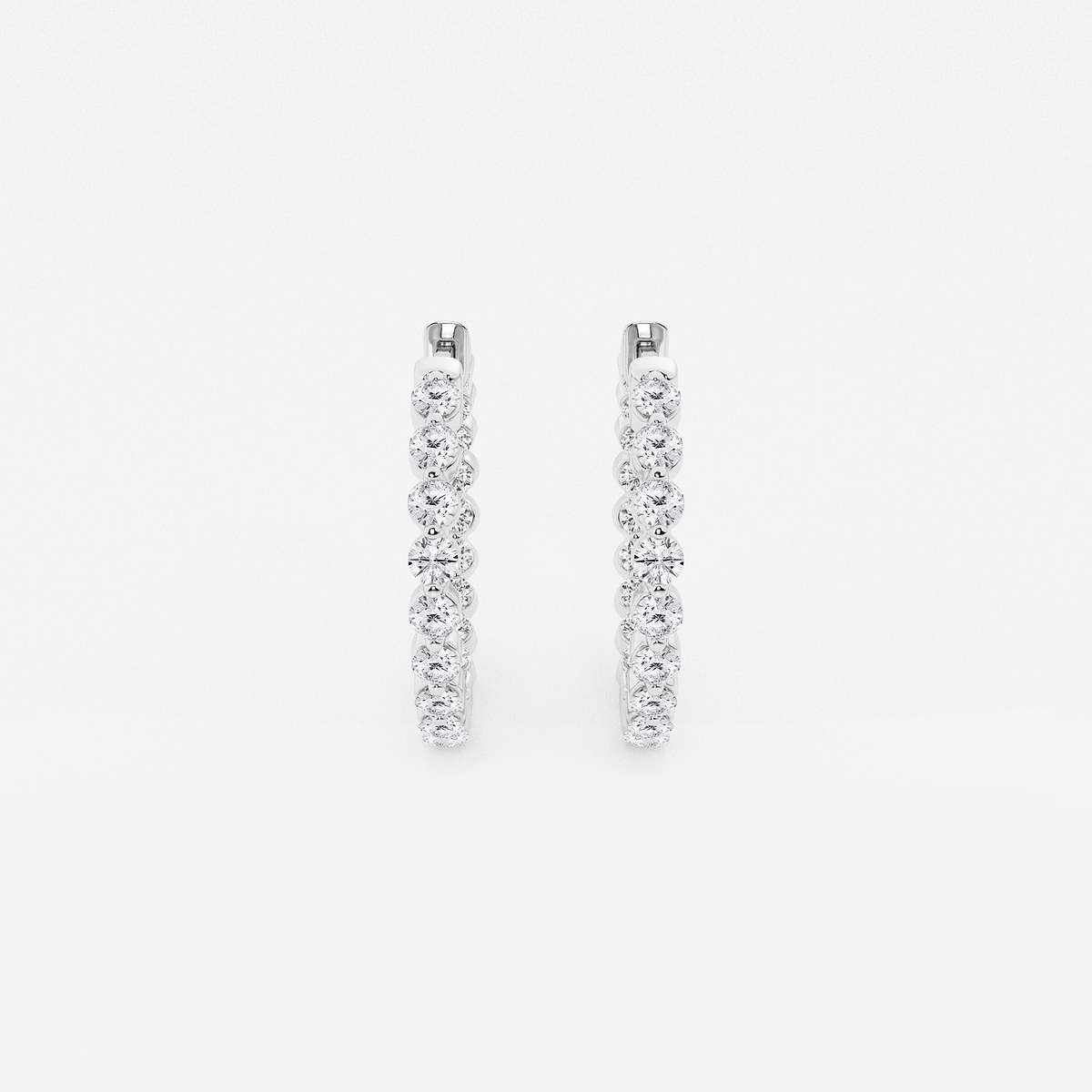 1 ctw Round Lab Grown Diamond Inside Out Floating Hoop Earrings