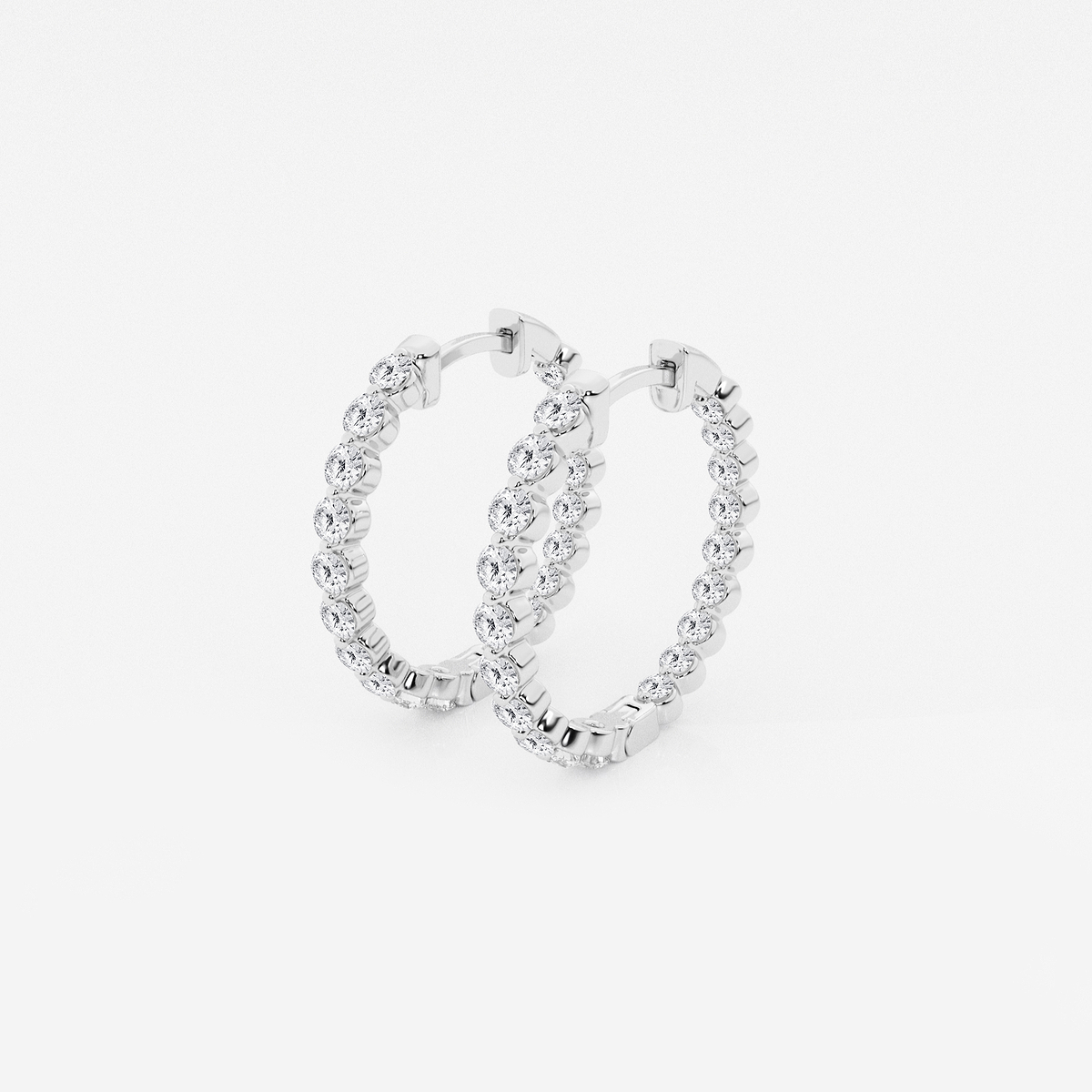 Additional Image 1 for  1 ctw Round Lab Grown Diamond Inside Out Floating Hoop Earrings
