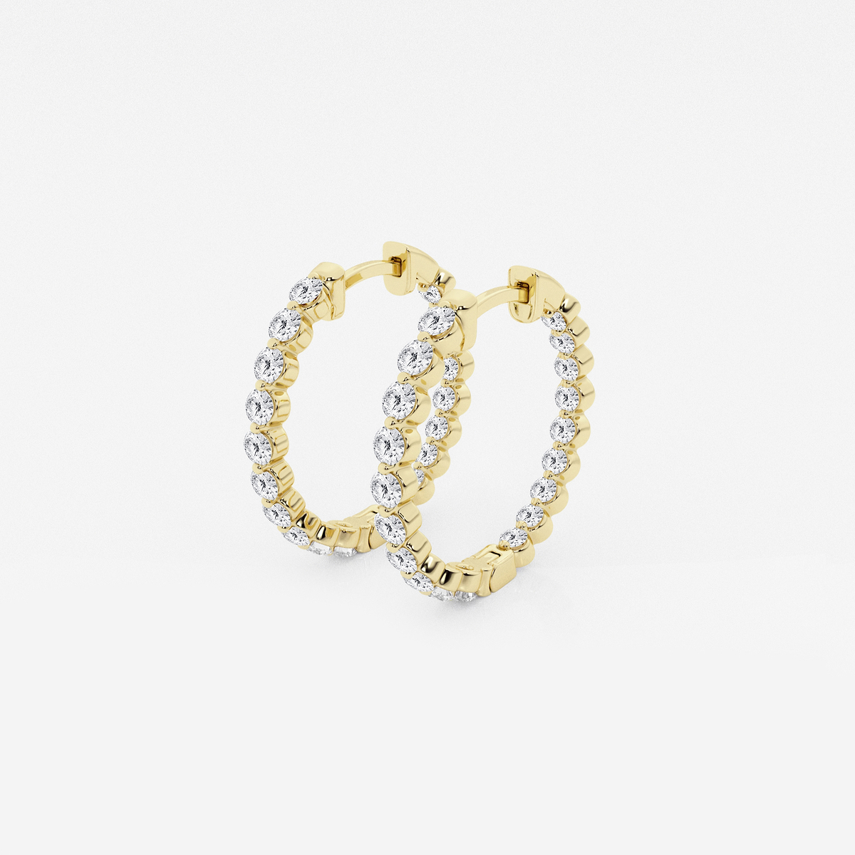 Additional Image 1 for  1 ctw Round Lab Grown Diamond Inside Out Floating Hoop Earrings
