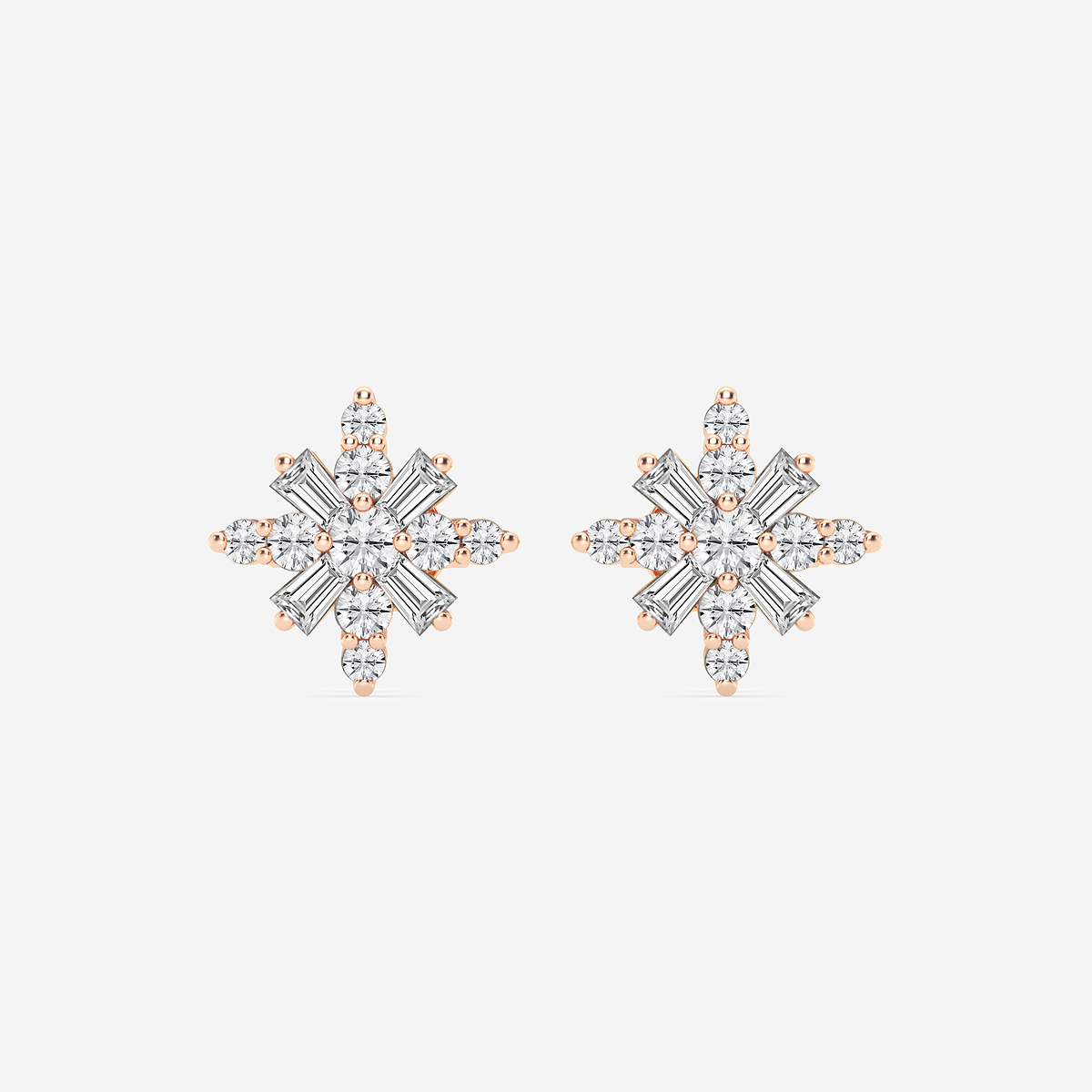 1/2 ctw Round Lab Grown Diamond Snowflake Stud Earrings