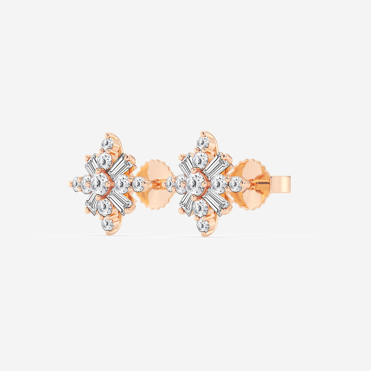 Additional Image 1 for  1/2 ctw Round Lab Grown Diamond Snowflake Stud Earrings