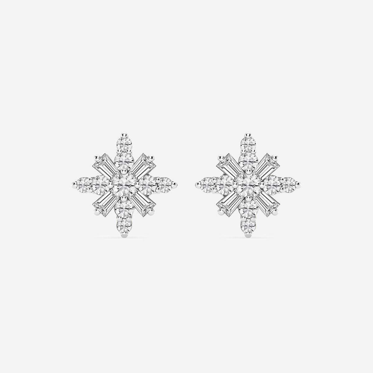 1/2 ctw Round Lab Grown Diamond Snowflake Stud Earrings