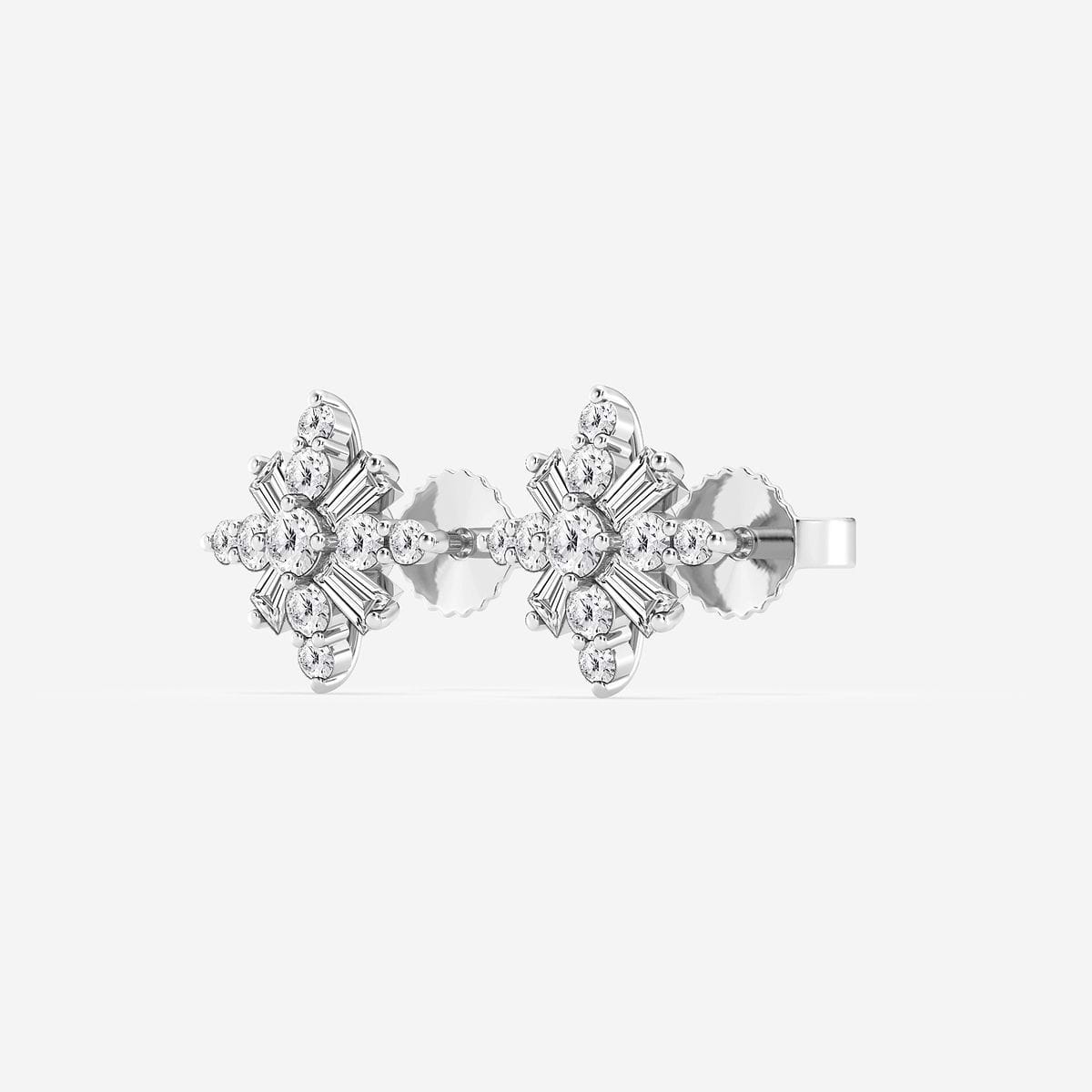 Additional Image 1 for  1/2 ctw Round Lab Grown Diamond Snowflake Stud Earrings
