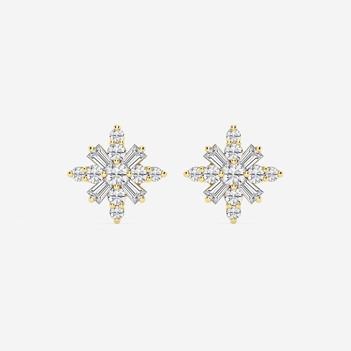 1/2 ctw Round Lab Grown Diamond Snowflake Stud Earrings