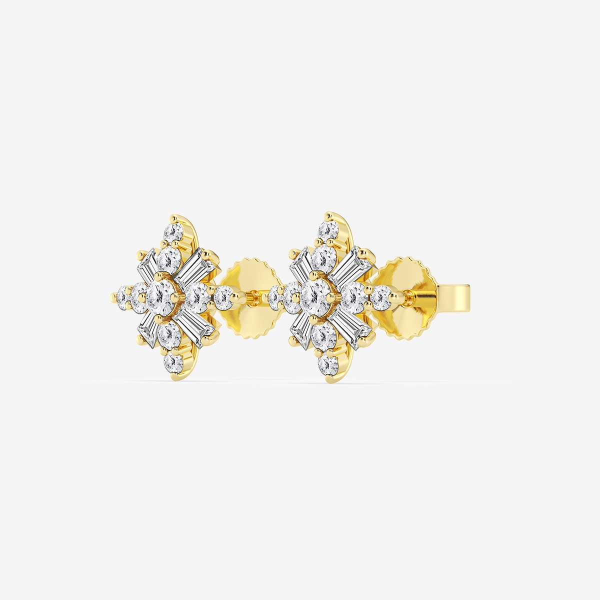 Additional Image 1 for  1/2 ctw Round Lab Grown Diamond Snowflake Stud Earrings