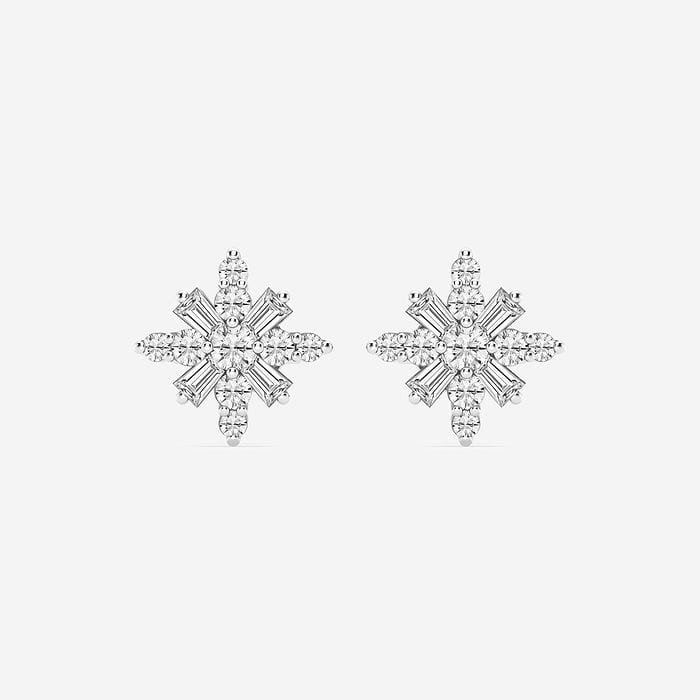Round Snowflake Stud Earrings