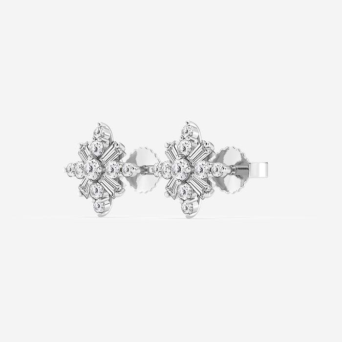 Round Snowflake Stud Earrings