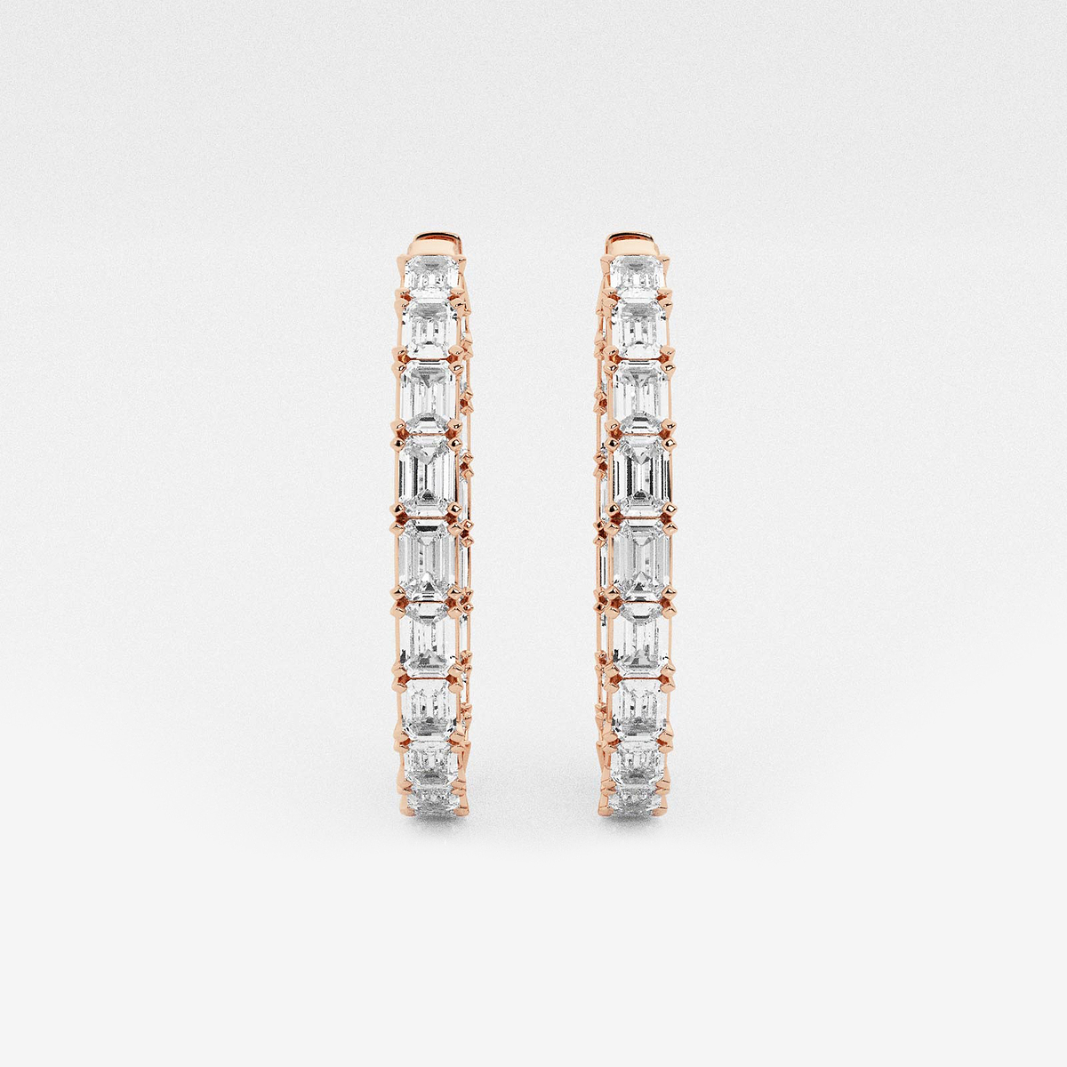 5 ctw Emerald Lab Grown Diamond Inside Out Hoop Earrings