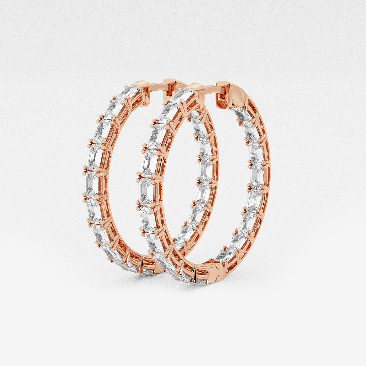 Additional Image 1 for  5 ctw Emerald Lab Grown Diamond Inside Out Hoop Earrings