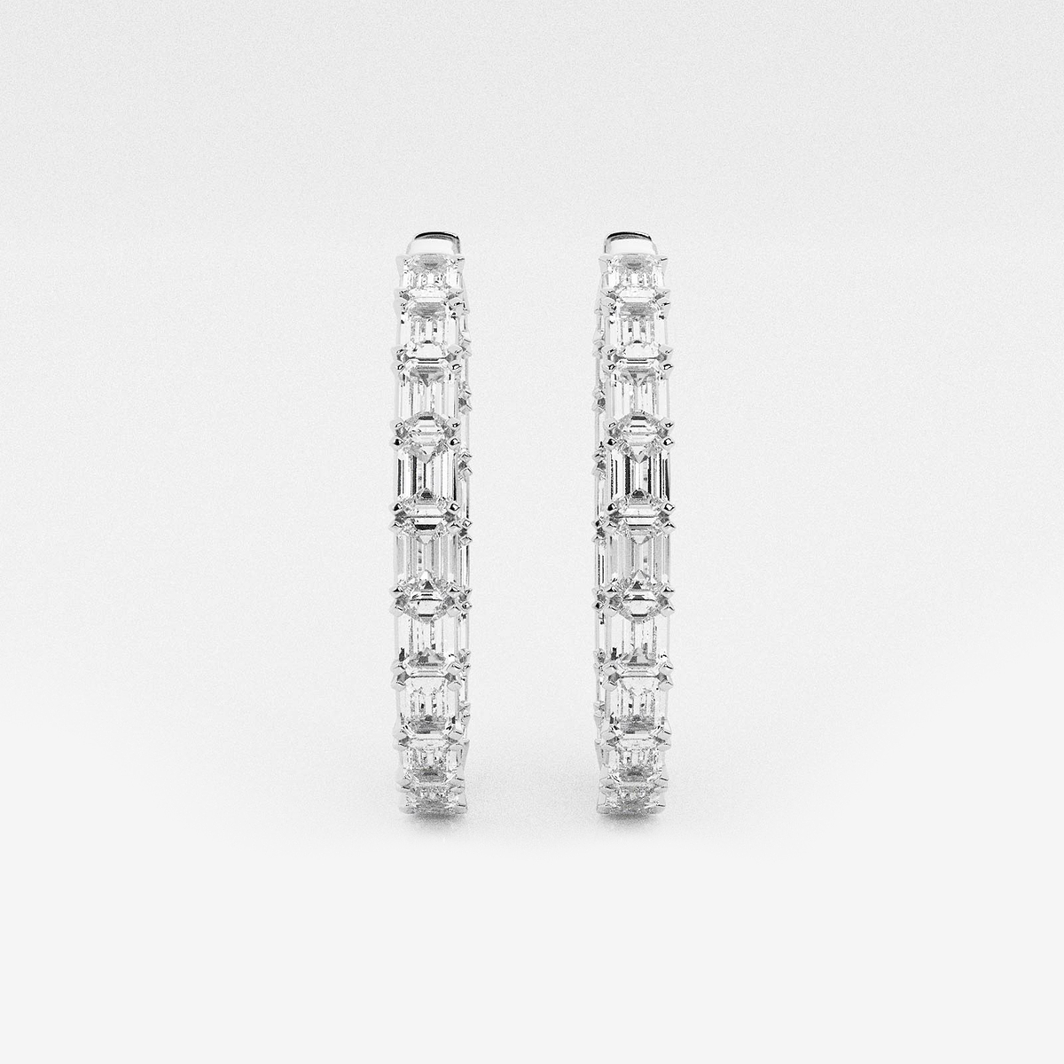 5 ctw Emerald Lab Grown Diamond Inside Out Hoop Earrings