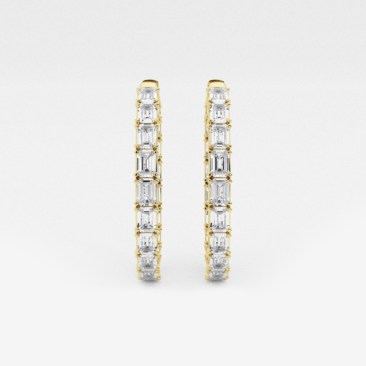 5 ctw Emerald Lab Grown Diamond Inside Out Hoop Earrings