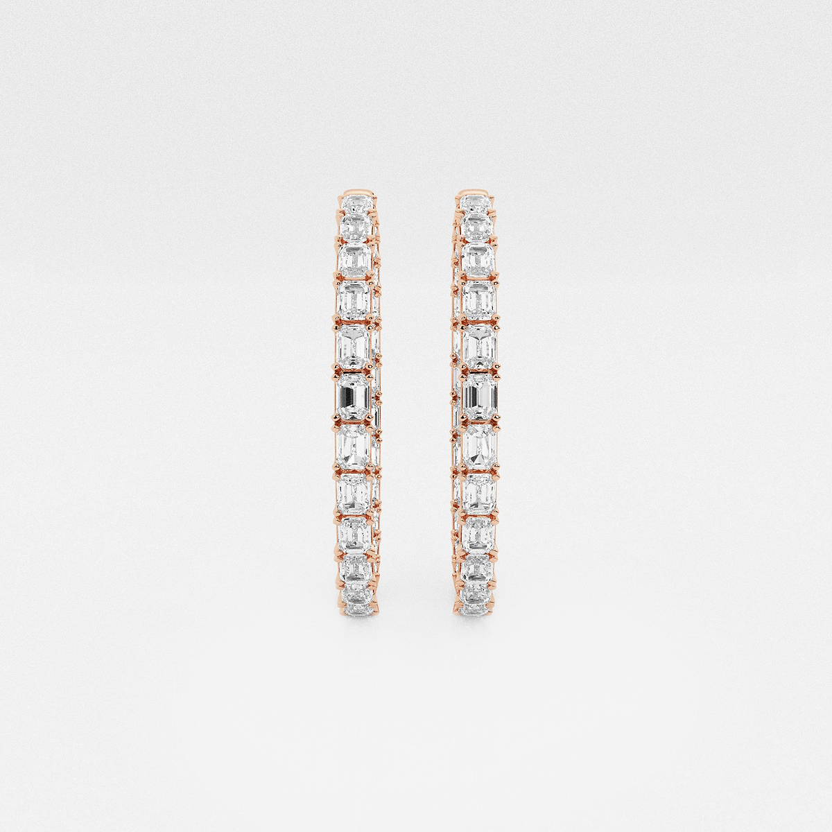 7 ctw Emerald Lab Grown Diamond Inside Out Hoop Earrings