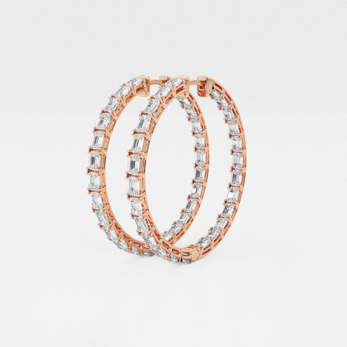 Additional Image 1 for  7 ctw Emerald Lab Grown Diamond Inside Out Hoop Earrings