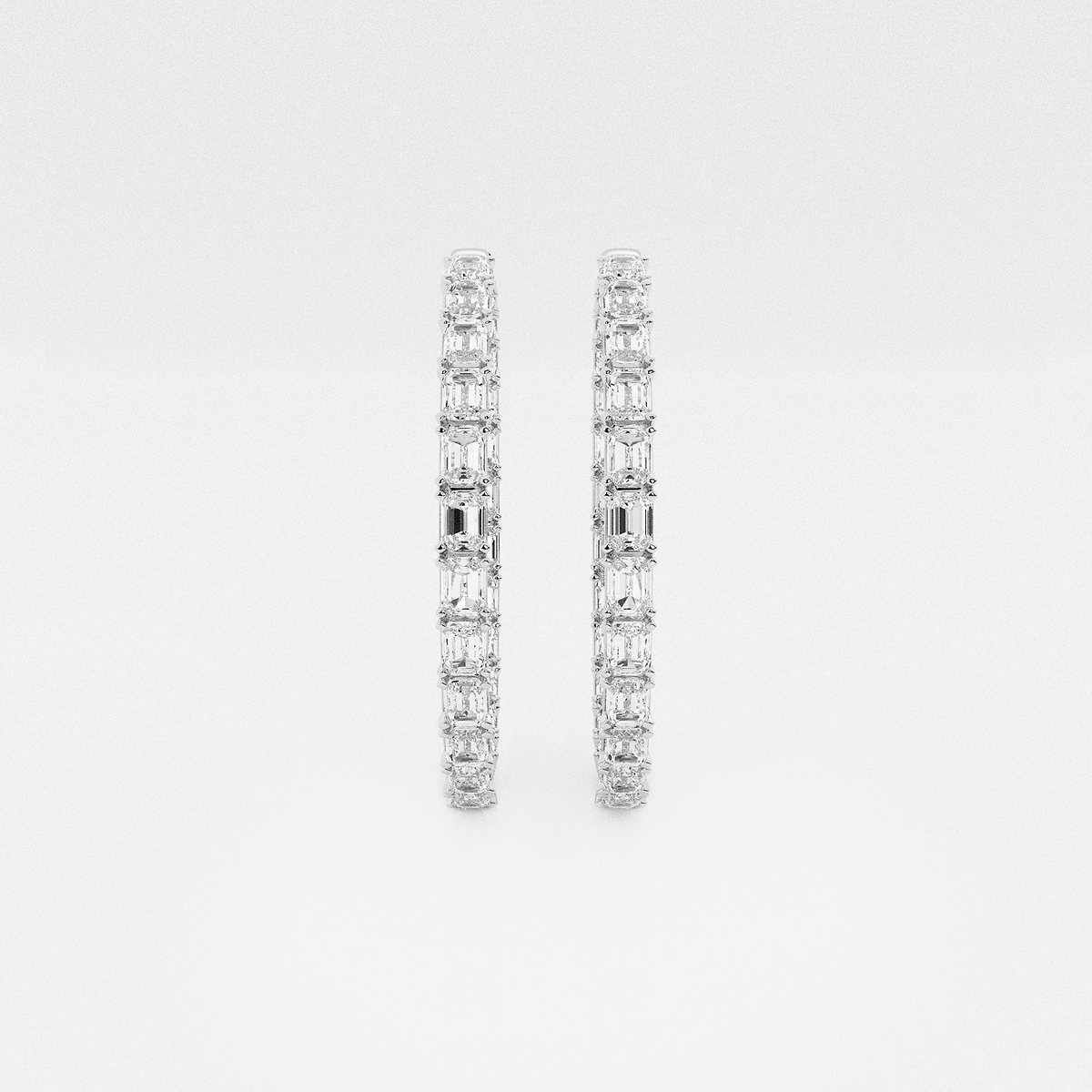 7 ctw Emerald Lab Grown Diamond Inside Out Hoop Earrings