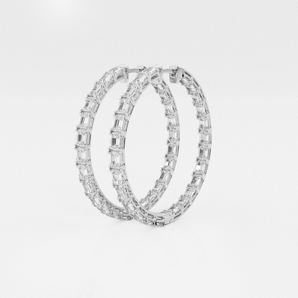 Additional Image 1 for  7 ctw Emerald Lab Grown Diamond Inside Out Hoop Earrings