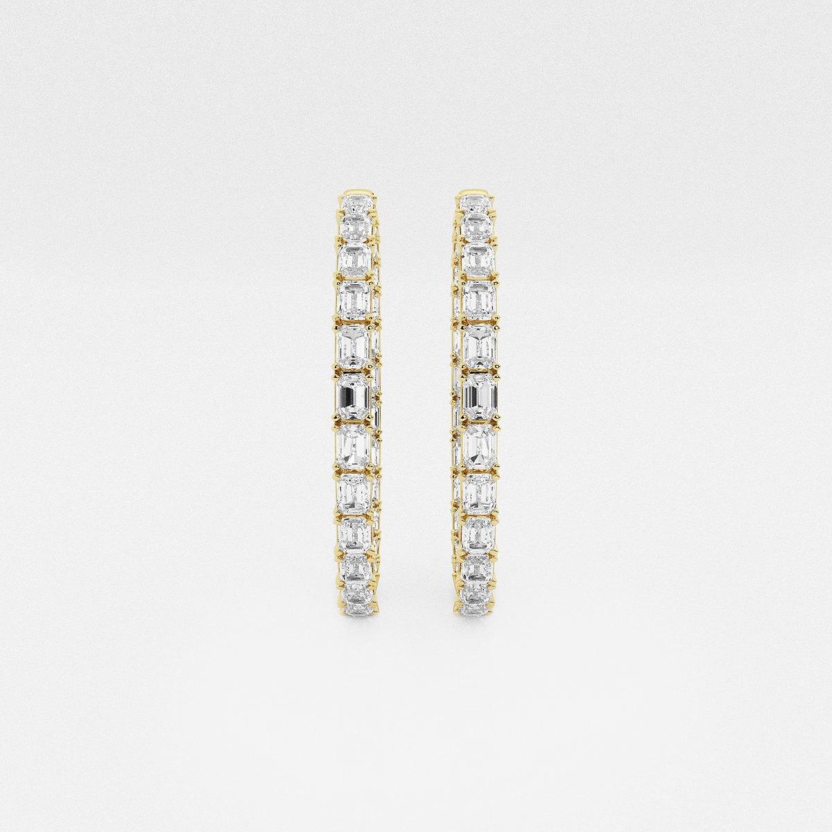 7 ctw Emerald Lab Grown Diamond Inside Out Hoop Earrings