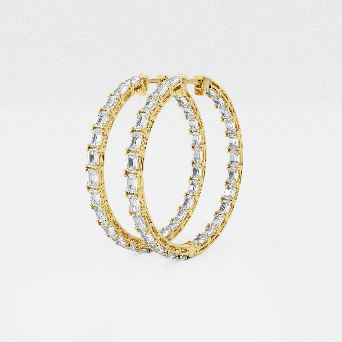 Additional Image 1 for  7 ctw Emerald Lab Grown Diamond Inside Out Hoop Earrings