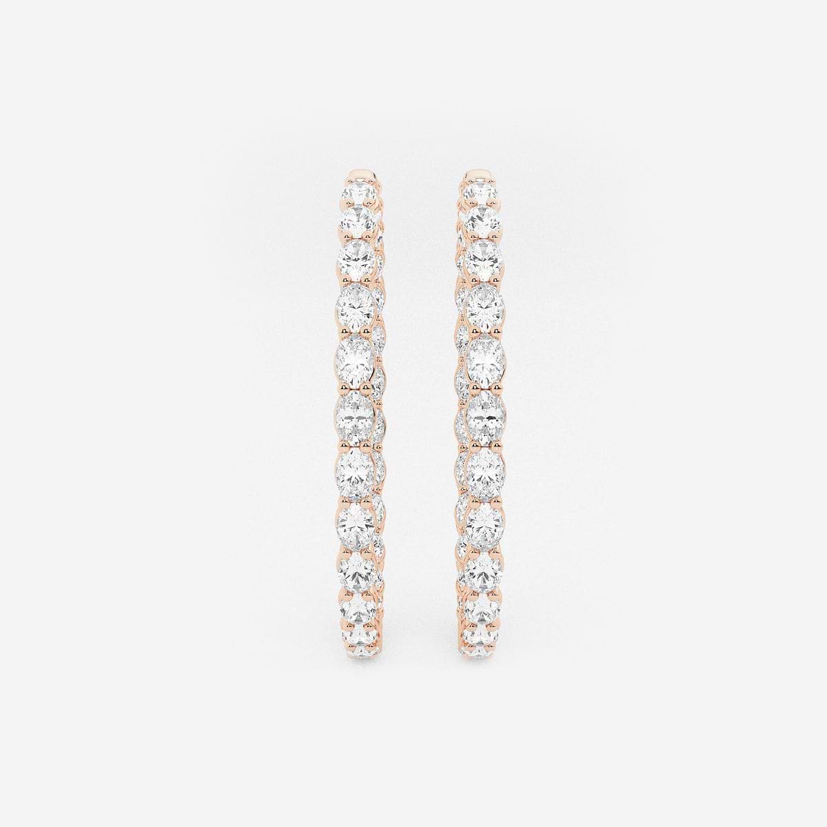 7 ctw Oval Lab Grown Diamond Inside Out Hoop Earrings 14K Rose Gold, F, VS2