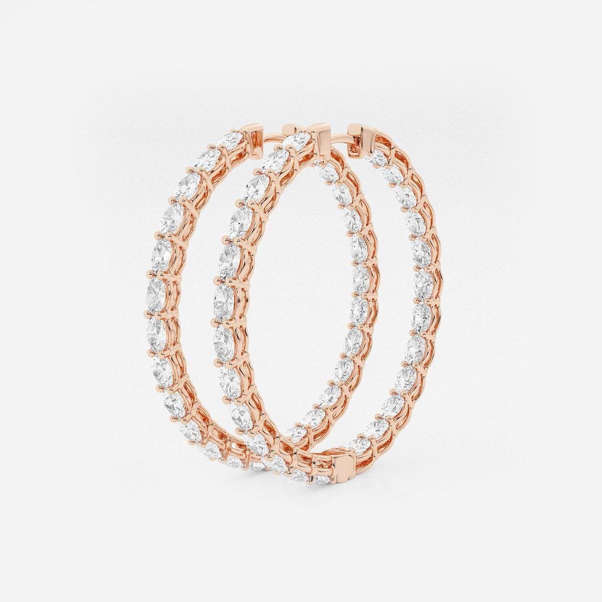 7 ctw Oval Lab Grown Diamond Inside Out Hoop Earrings 14K Rose Gold, F, VS2