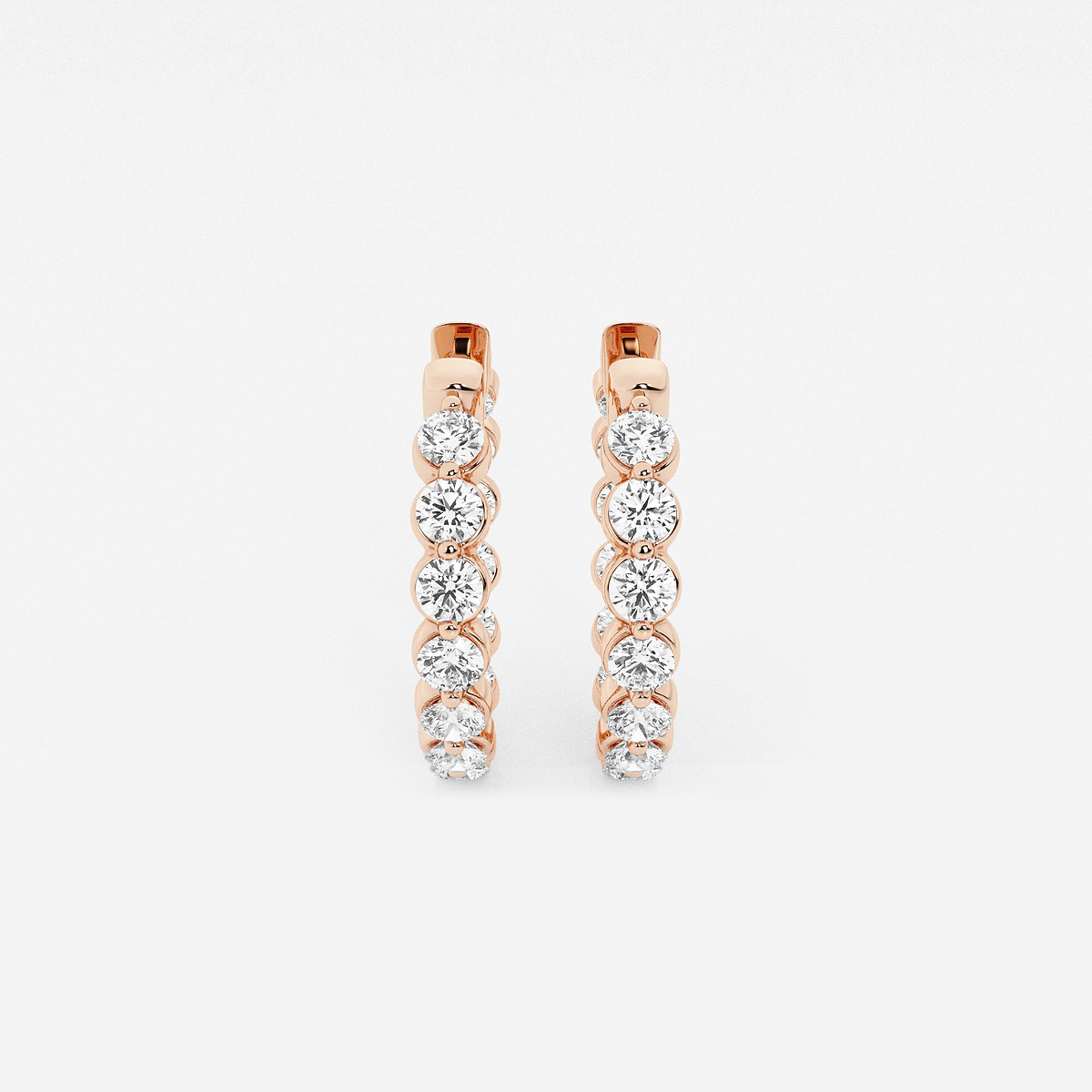 2 ctw Round Lab Grown Diamond Inside Out Floating Hoop Earrings