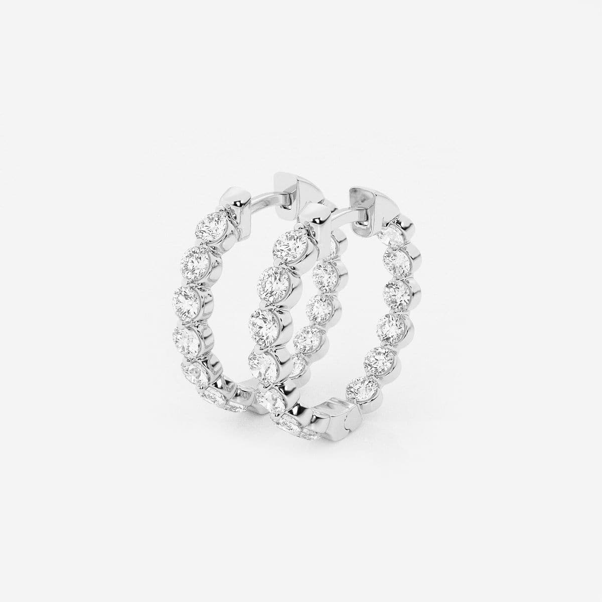 Additional Image 1 for  2 ctw Round Lab Grown Diamond Inside Out Floating Hoop Earrings