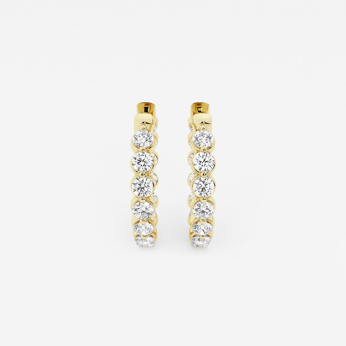2 ctw Round Lab Grown Diamond Inside Out Floating Hoop Earrings