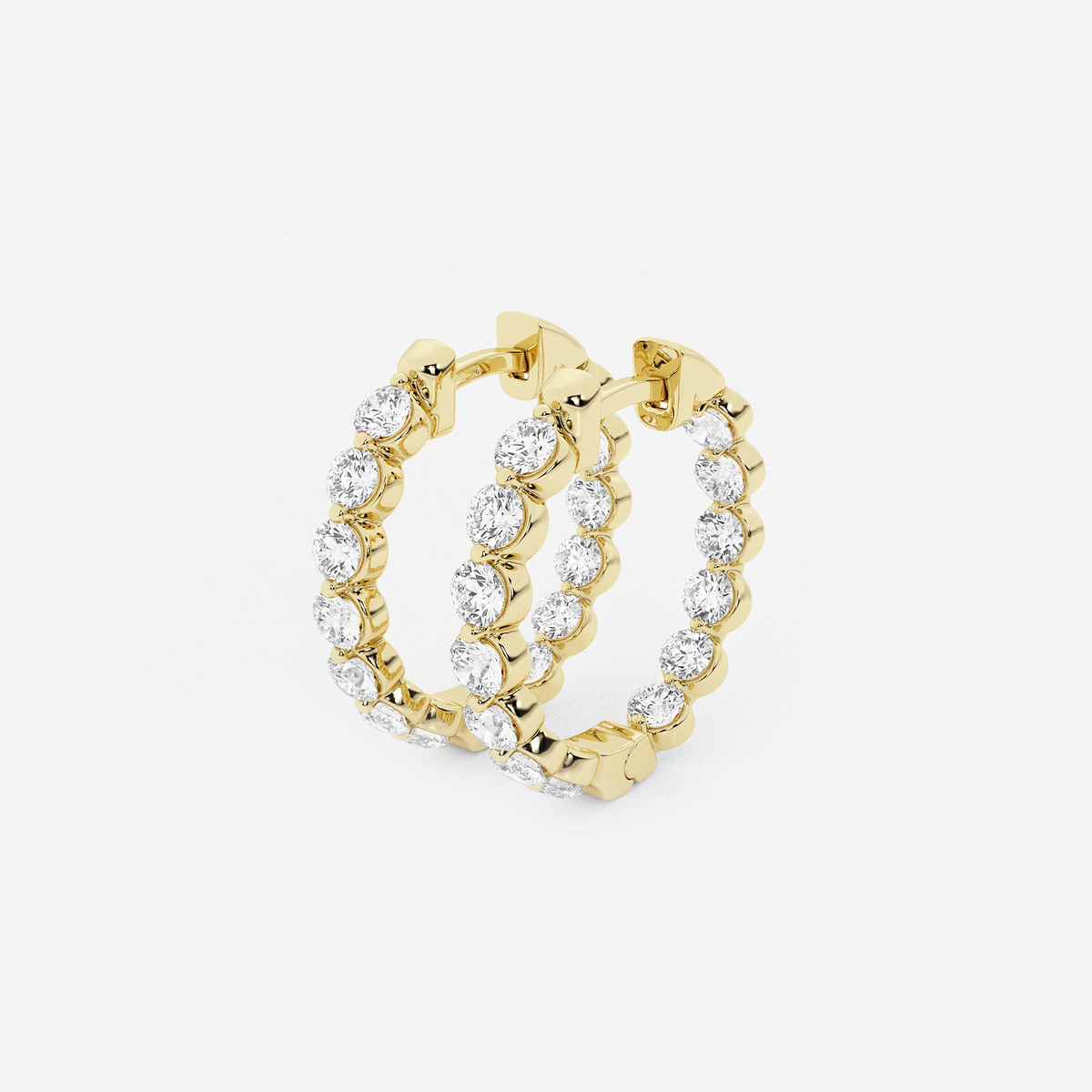 Additional Image 1 for  2 ctw Round Lab Grown Diamond Inside Out Floating Hoop Earrings