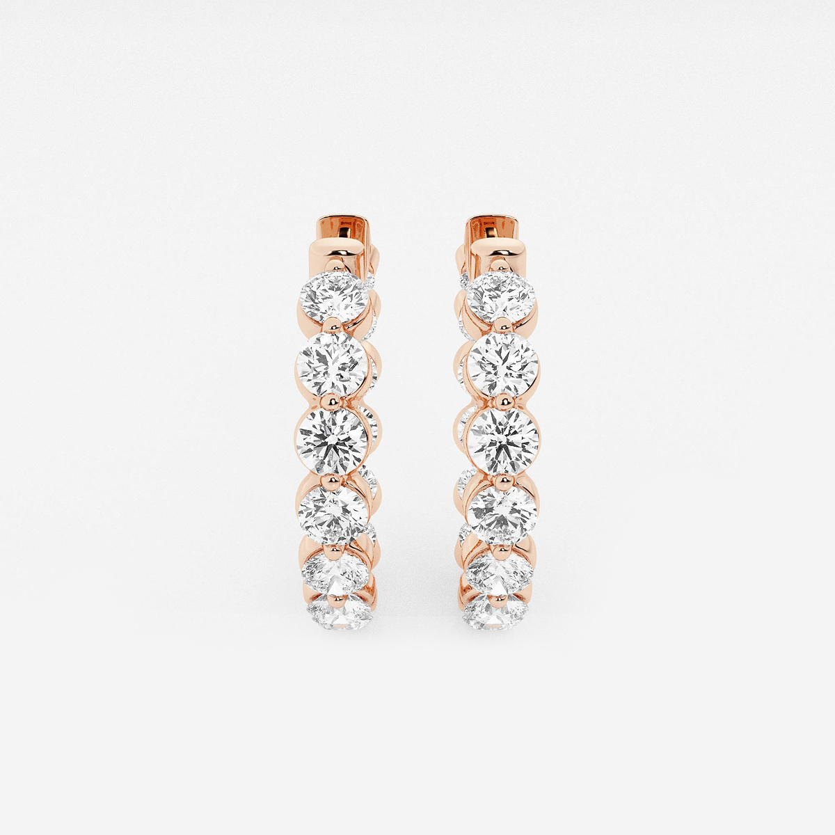 4 ctw Round Lab Grown Diamond Inside Out Floating Hoop Earrings