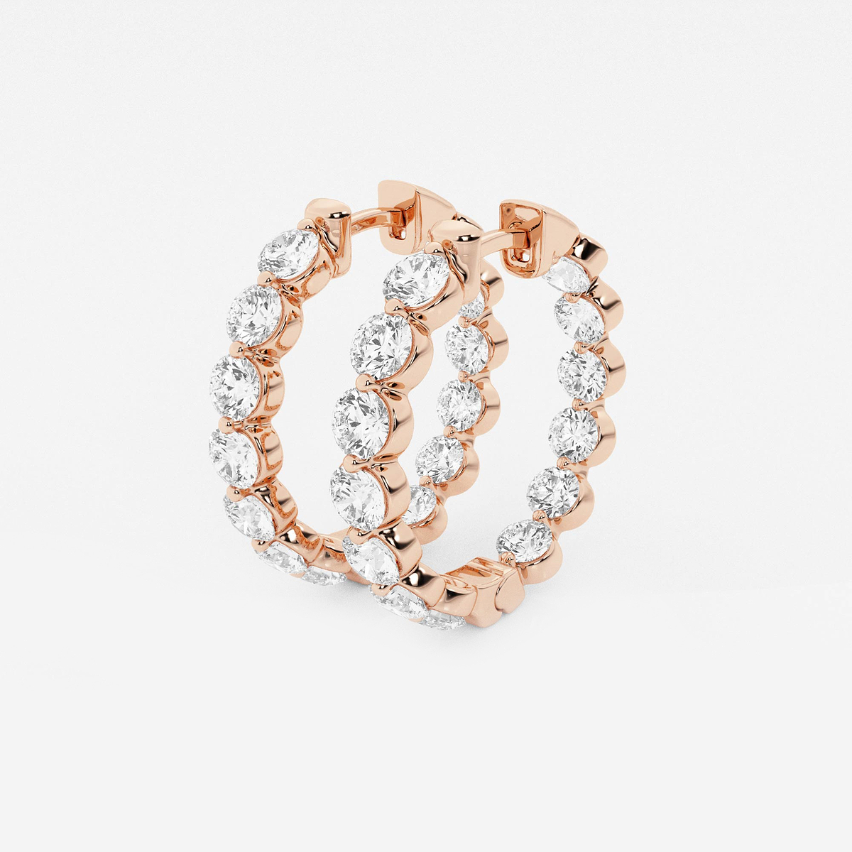 Additional Image 1 for  4 ctw Round Lab Grown Diamond Inside Out Floating Hoop Earrings