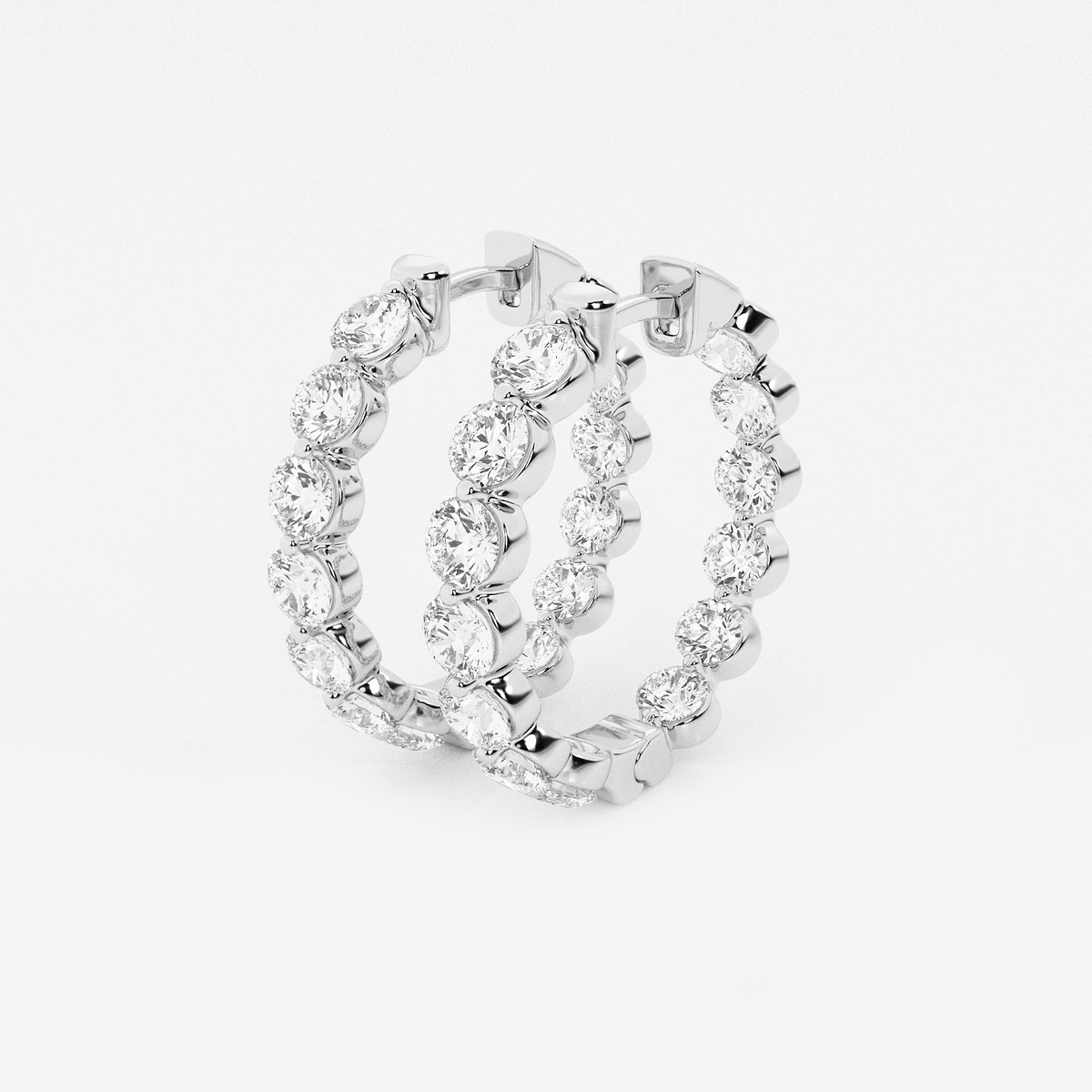 Additional Image 1 for  4 ctw Round Lab Grown Diamond Inside Out Floating Hoop Earrings