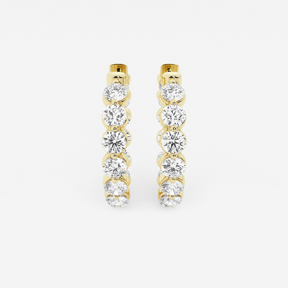 4 ctw Round Lab Grown Diamond Inside Out Floating Hoop Earrings