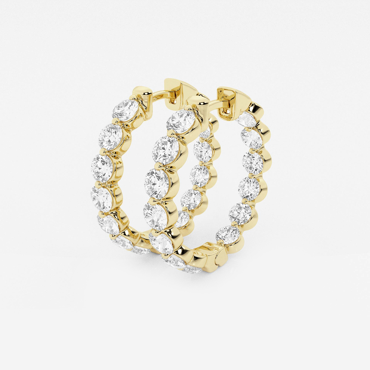 Additional Image 1 for  4 ctw Round Lab Grown Diamond Inside Out Floating Hoop Earrings