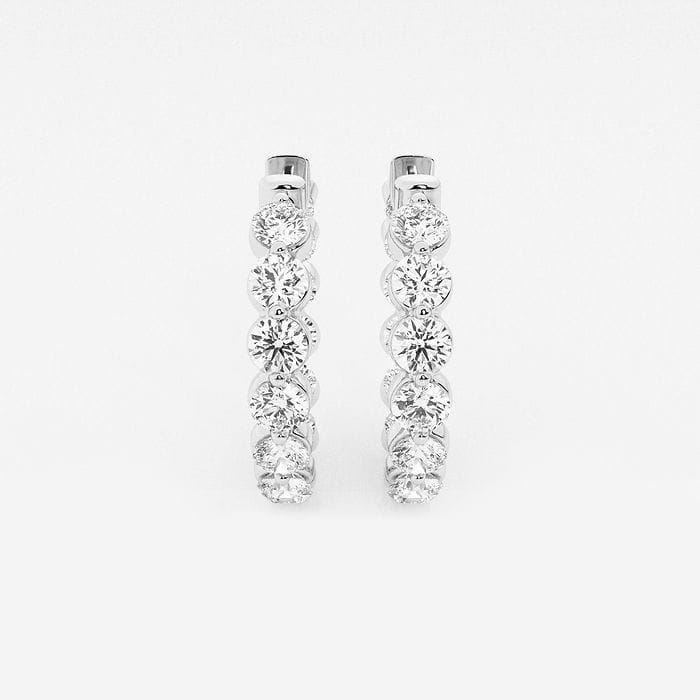 4 ctw Round Lab Grown Diamond Inside Out Floating Hoop Earrings