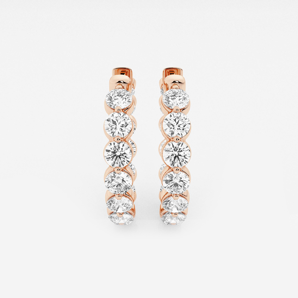 5 ctw Round Lab Grown Diamond Inside Out Floating Hoop Earrings