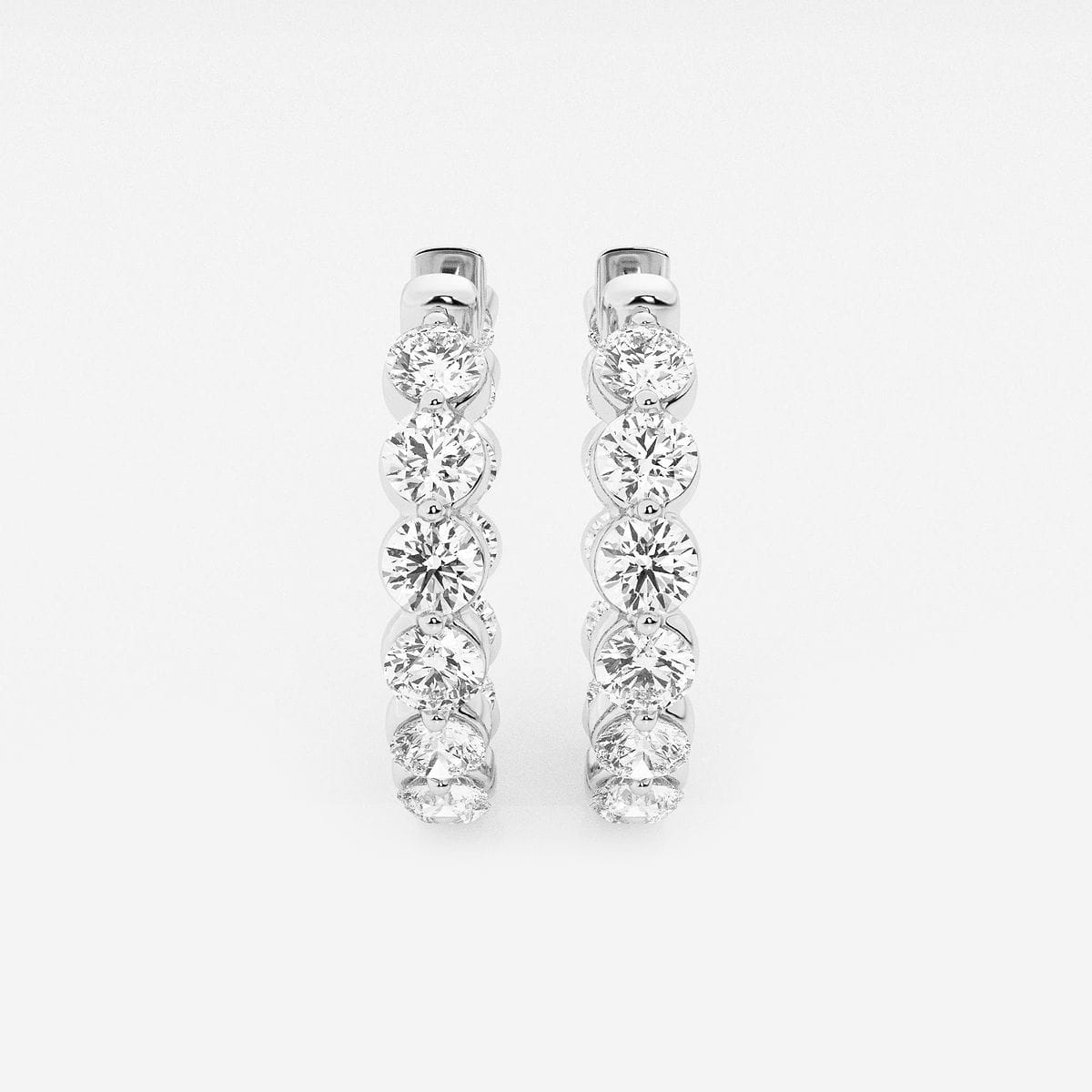 5 ctw Round Lab Grown Diamond Inside Out Floating Hoop Earrings 14K White Gold, F, VS2