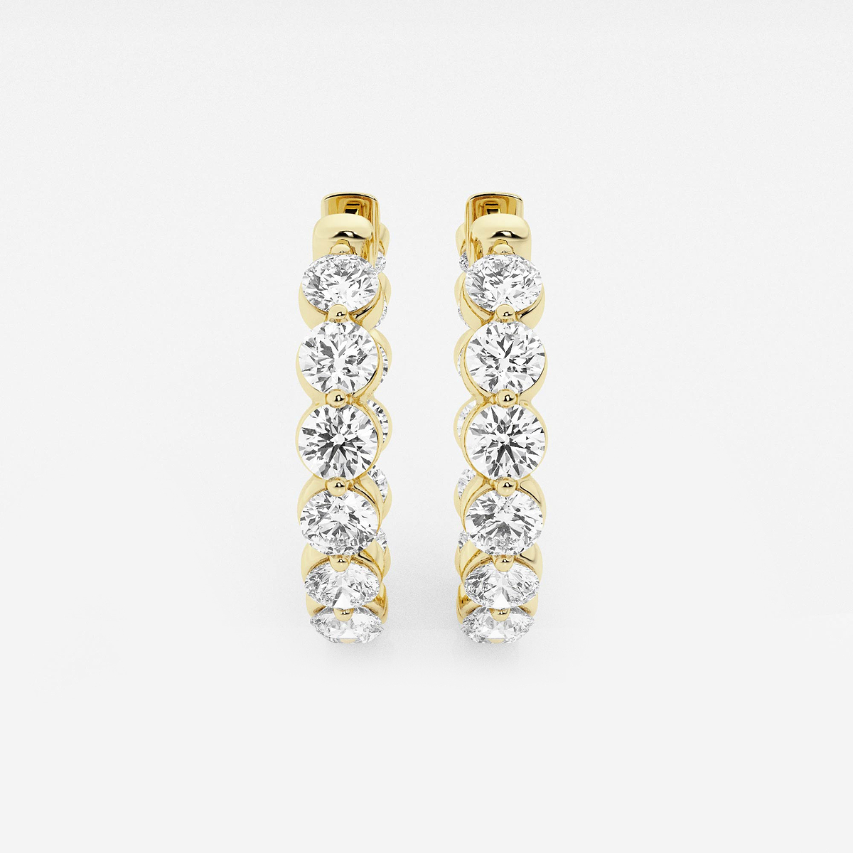 5 ctw Round Lab Grown Diamond Inside Out Floating Hoop Earrings