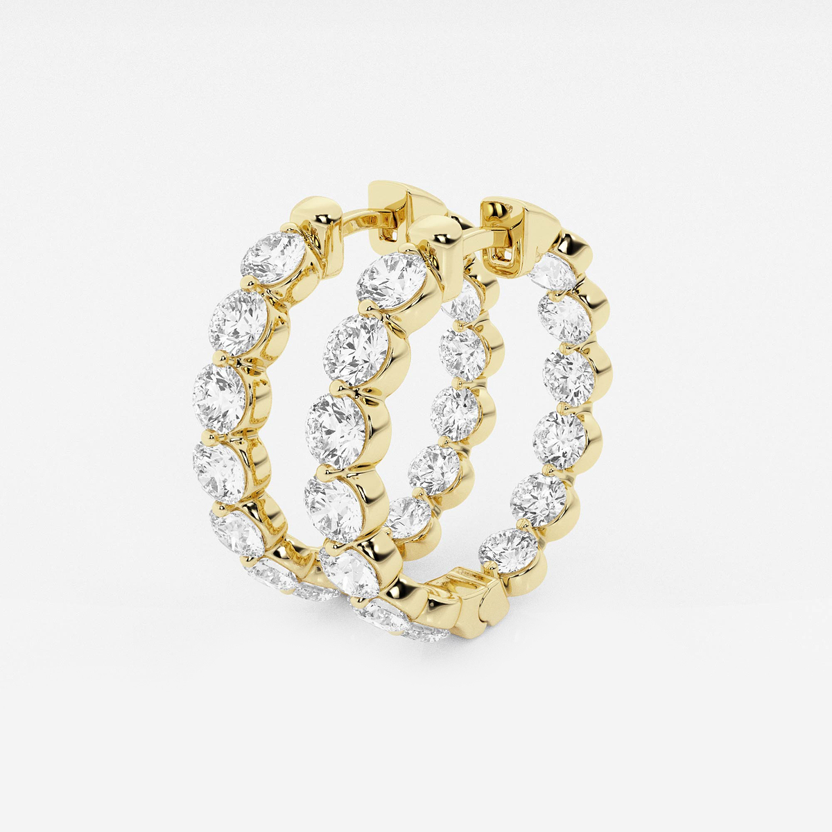 Additional Image 1 for  5 ctw Round Lab Grown Diamond Inside Out Floating Hoop Earrings