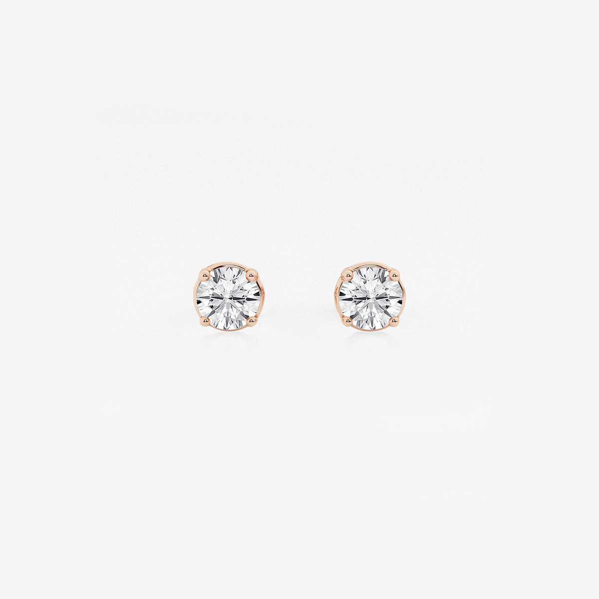 1/2 ctw Round Near-Colorless (F-G) Lab Grown Diamond Stud Earrings 14K Rose Gold, FG, VS2+